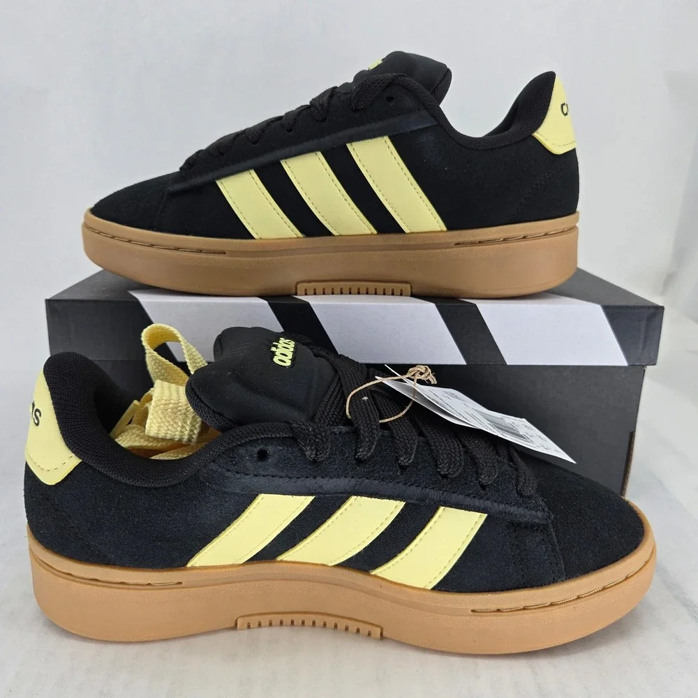 Adidas Grand Court Alpha 00s Women 6 Black Yellow Gum Suede Sneakers IH1288